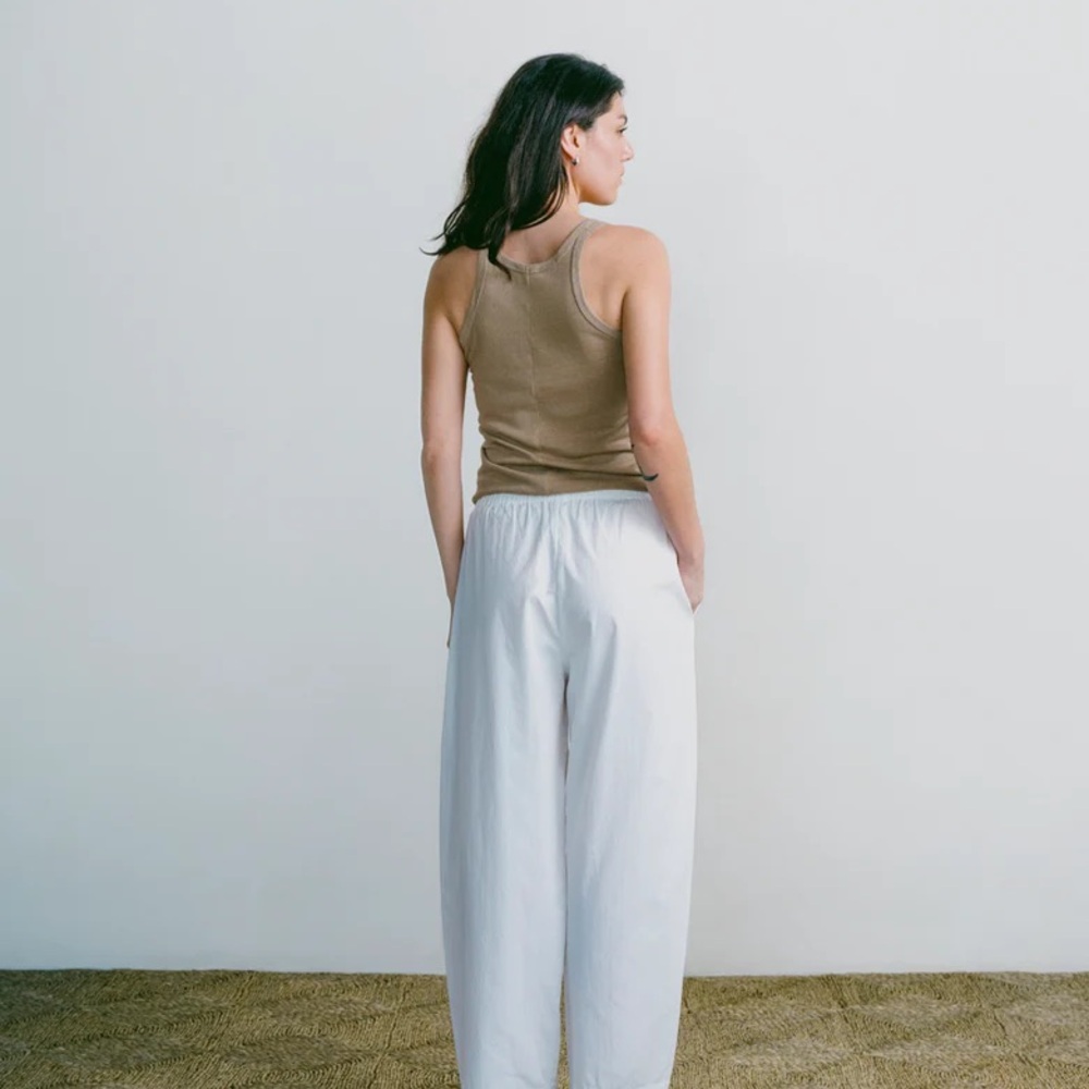 ozma • california boy tank regen silk noil jersey raw tea tan xs slow fashion